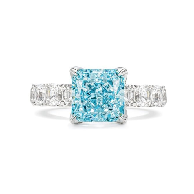 Vintage Sky Blue Square Ring
