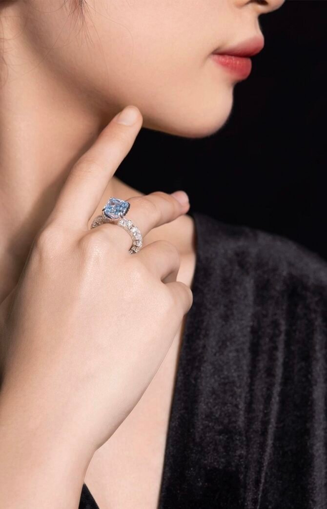 Vintage Sky Blue Square Ring